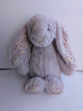Jellycat Blossom Jasmine Bunny Rabbit Plush Purple Lilac Floral Ears Retired